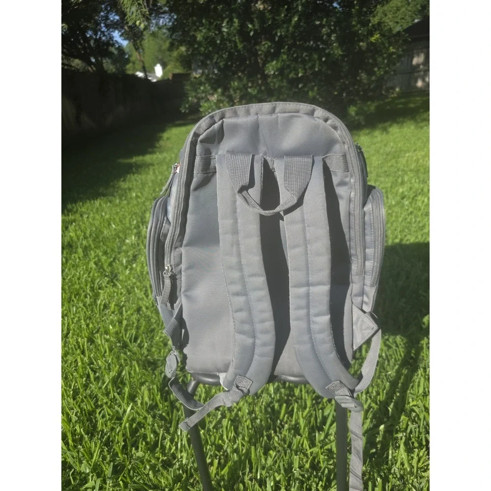 Jeep Adventures Backpack/Diaper Bag Gray with Pink Trim Wipes Container Pocket